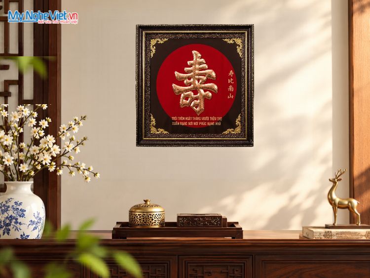 Tranh Đồng Chữ Thọ (V) 55x55-MNV-DD15/1
