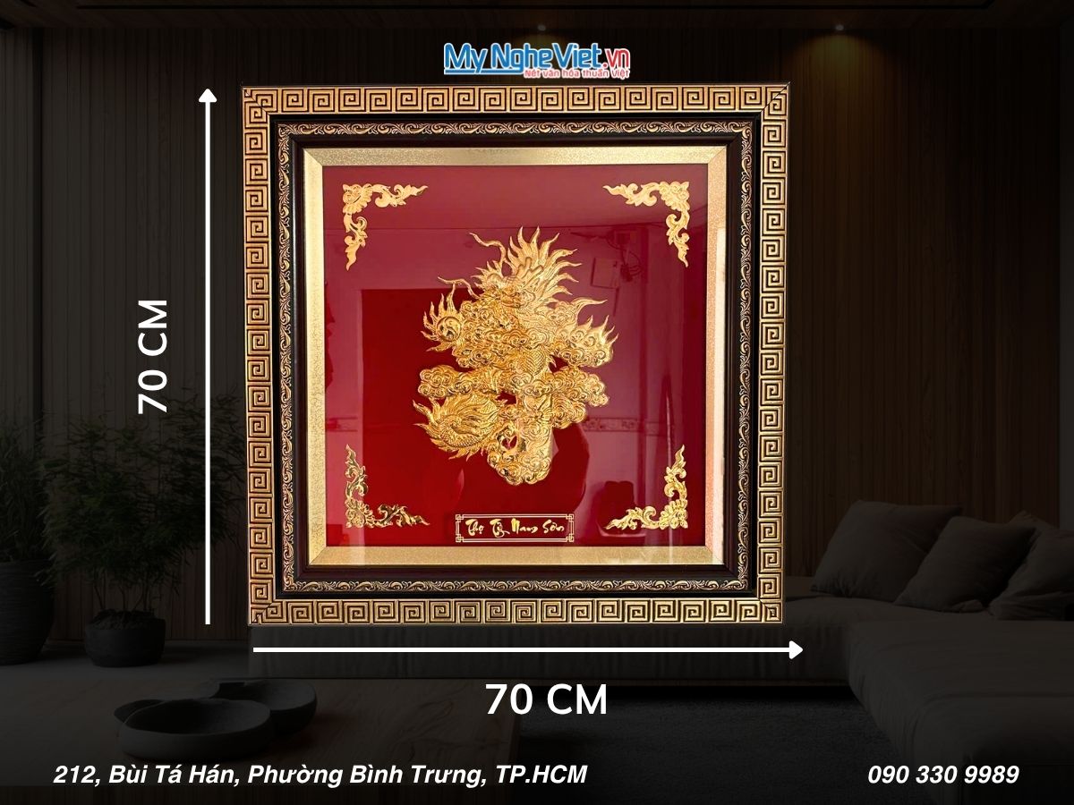 Tranh Đồng Chữ Thọ Hóa Rồng 70x70(cm) MNV-DD77