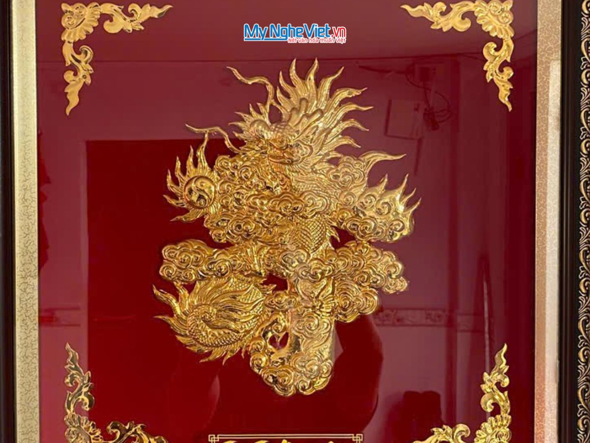 Tranh Đồng Chữ Thọ Hóa Rồng 70x70(cm) MNV-DD77