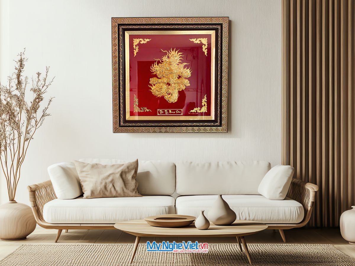 Tranh Đồng Chữ Thọ Hóa Rồng 70x70(cm) MNV-DD77