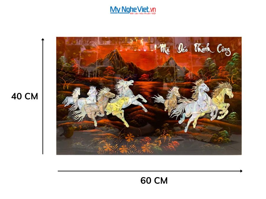 Tranh Mã Đáo Thành Công Cẩn Ốc Nền Ấm 50x80cm TSM588-1