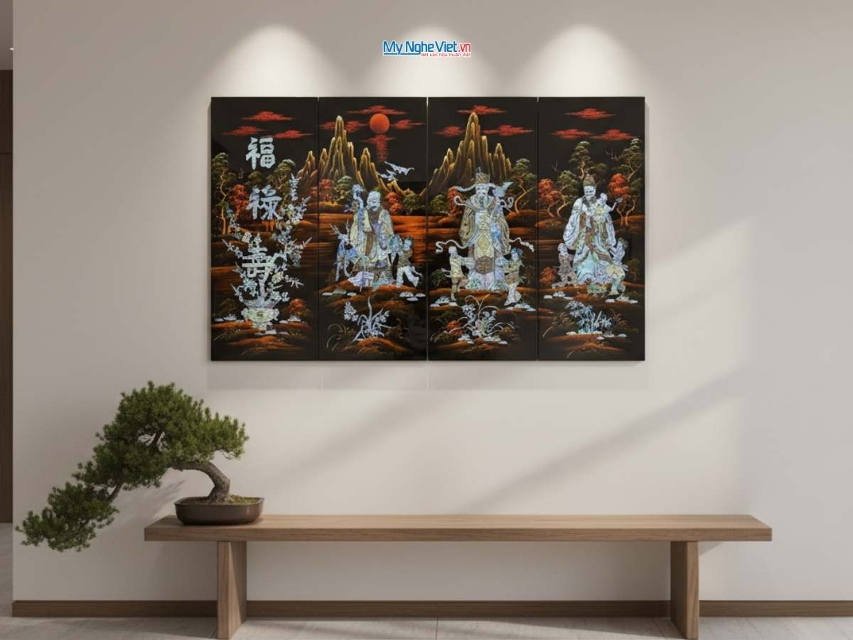 Bộ TSM Phúc Lộc Thọ Chìm Nền Đỏ 20x50 TSM257-2
