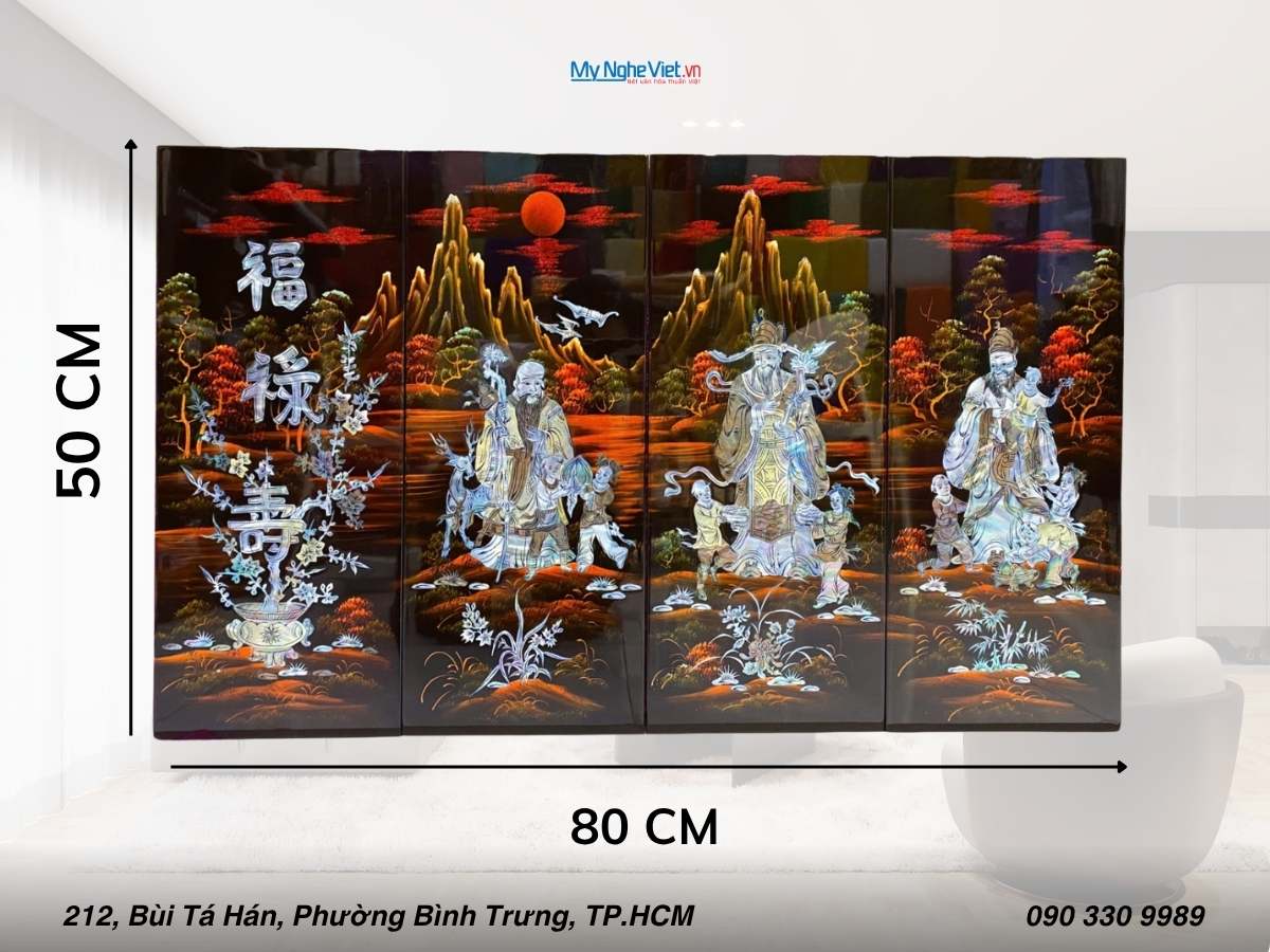 Bộ TSM Phúc Lộc Thọ Chìm Nền Đỏ 20x50 TSM257-2
