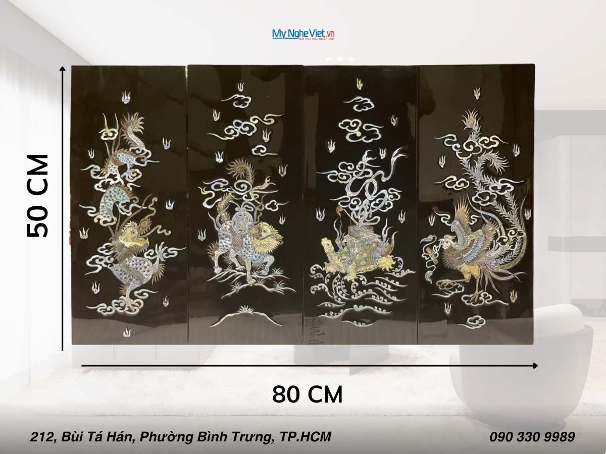 Bộ TSM Long Lân Quy Phụng Chìm Nền Đen 20x50 TSM2050-2
