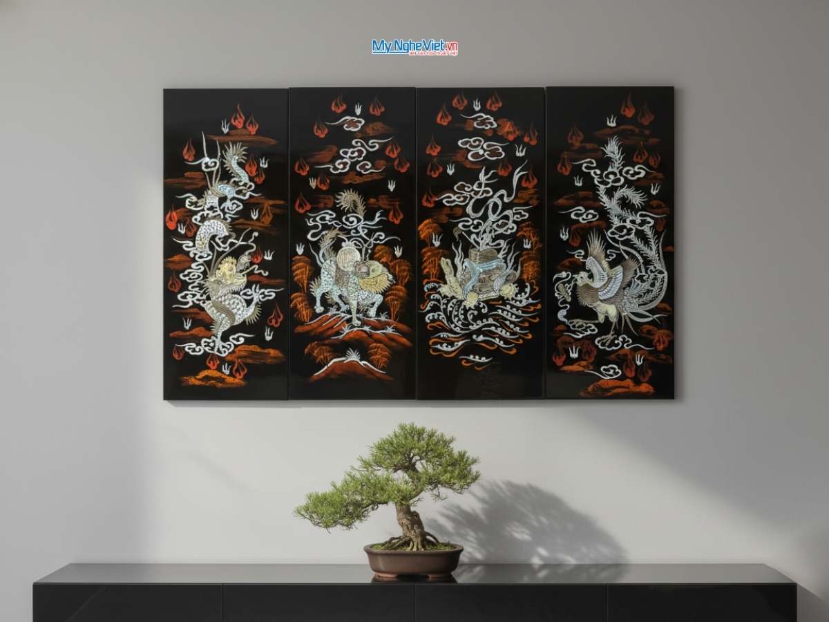 Bộ TSM Long Lân Quy Phụng Chìm Nền Ấm 20x50 TSM2050-1