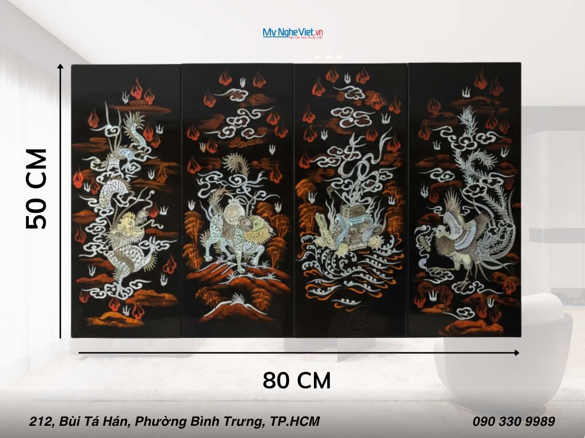 Bộ TSM Long Lân Quy Phụng Chìm Nền Ấm 20x50 TSM2050-1