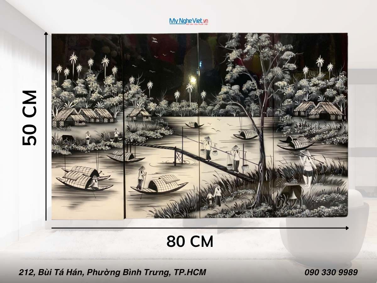 Bộ Tranh SM Đồng quê khói cao cấp nền đen 20x50 SMA253