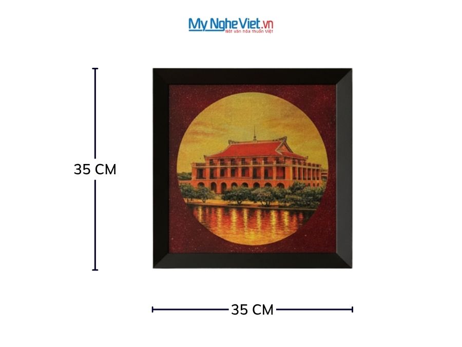 Tranh Sơn Mài Bến Nhà Rồng Dát Vàng 35x35cm TBL010