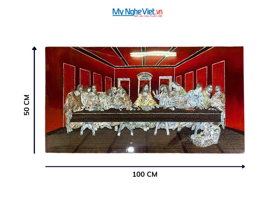 Tranh Sơn Mài Bữa Tiệc Cuối Cùng Nền Ấm 50x100cm TSM5010