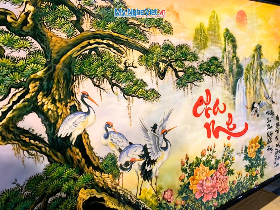 Tranh Sơn Mài Chữ Cha Mẹ 50x70cm TSM46K1