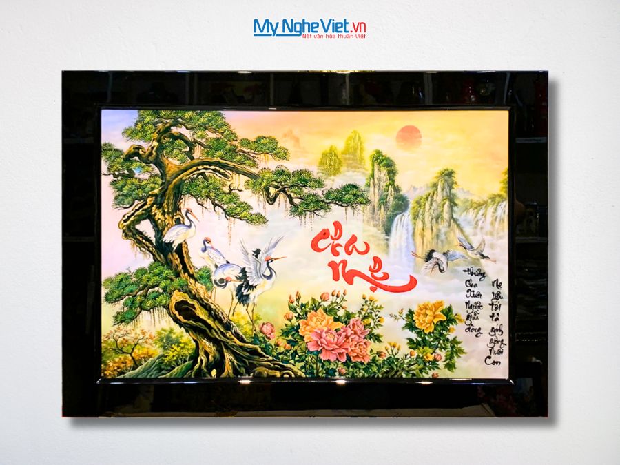 Tranh Sơn Mài Chữ Cha Mẹ 50x70cm TSM46K1