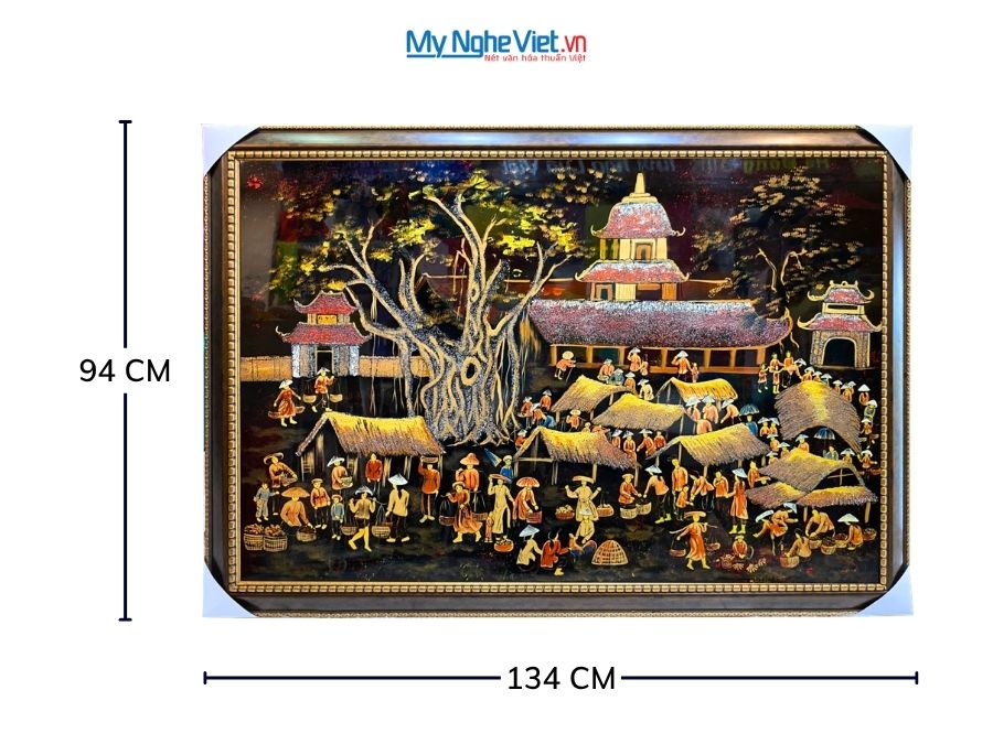Tranh Sơn Mài Đồng Quê Giả Cổ Cao Cấp 94x134cm TSMTBL8121