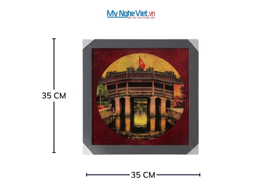 Tranh Sơn Mài Chùa Cầu 35x35cm TBL011