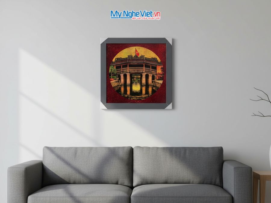 Tranh Sơn Mài Chùa Cầu 35x35cm TBL011