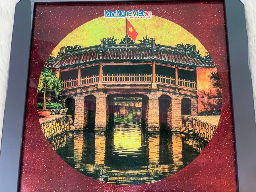 Tranh Sơn Mài Chùa Cầu 35x35cm TBL011