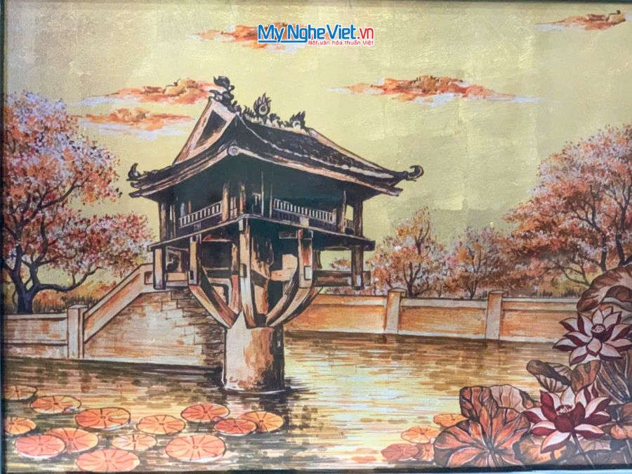 Tranh Sơn Mài Chùa Một Cột 35x45cm TSM3545-1.7