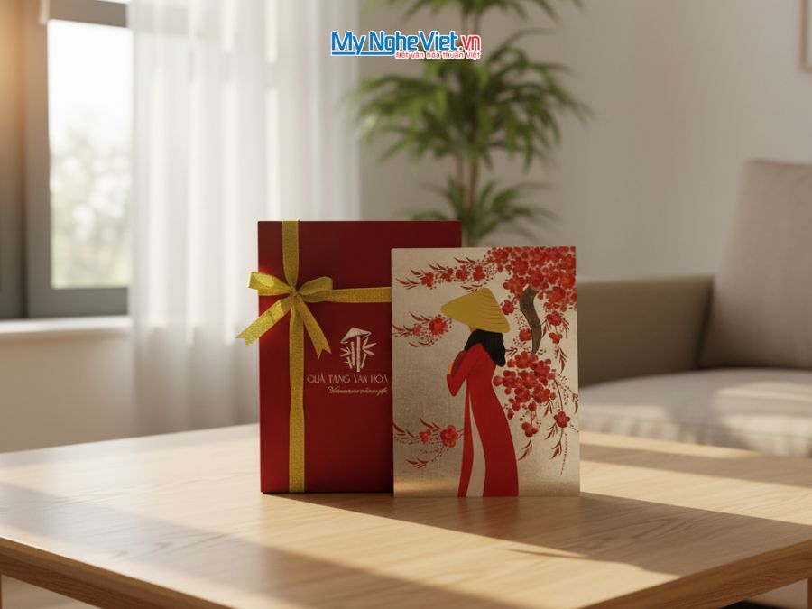 Tranh Sơn Mài Cô Gái Hoa Đào 20x30cm Nhiều Mẫu TSM437/2