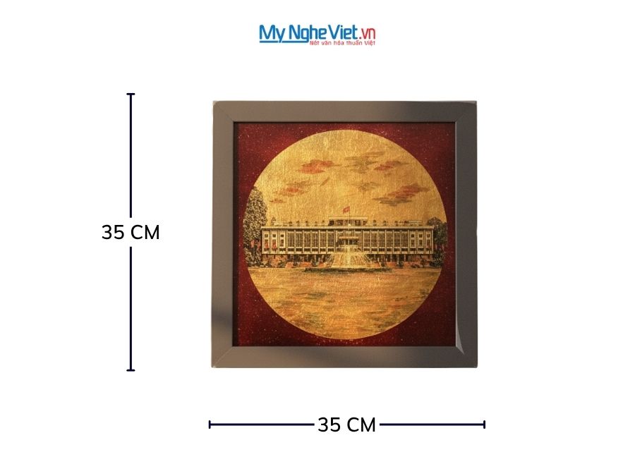 Tranh Sơn Mài Dinh Độc Lập Dát Vàng 35x35cm TBL015