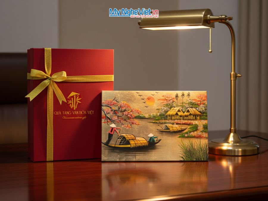 Tranh Sơn Mài Đồng Quê Dát Bạc Nhiều Mẫu 20x30cm TSM235-1