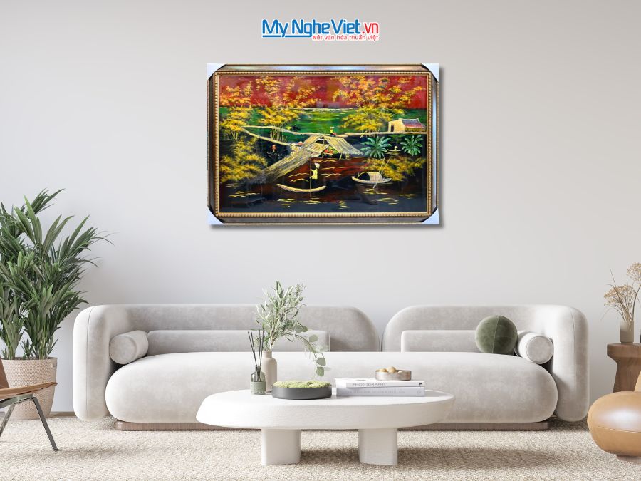 Tranh Sơn Mài Đồng Quê Cao Cấp 94x134cm TSMTBL8121.1