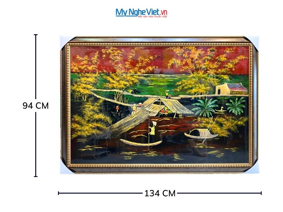 Tranh Sơn Mài Đồng Quê Cao Cấp 94x134cm TSMTBL8121.1