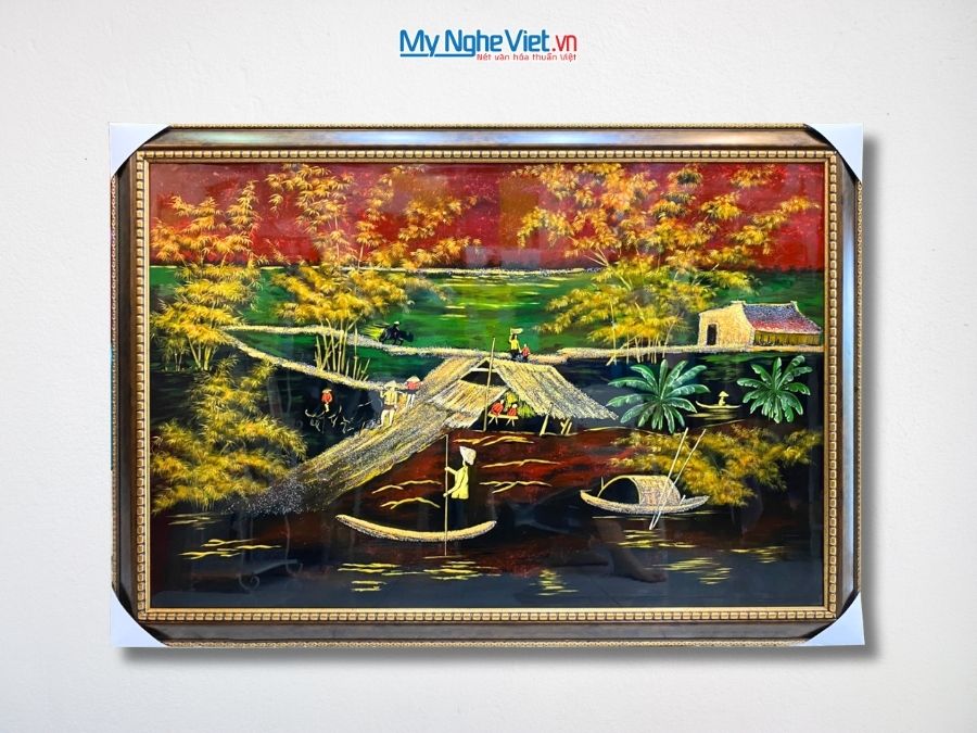 Tranh Sơn Mài Đồng Quê Cao Cấp 94x134cm TSMTBL8121.1