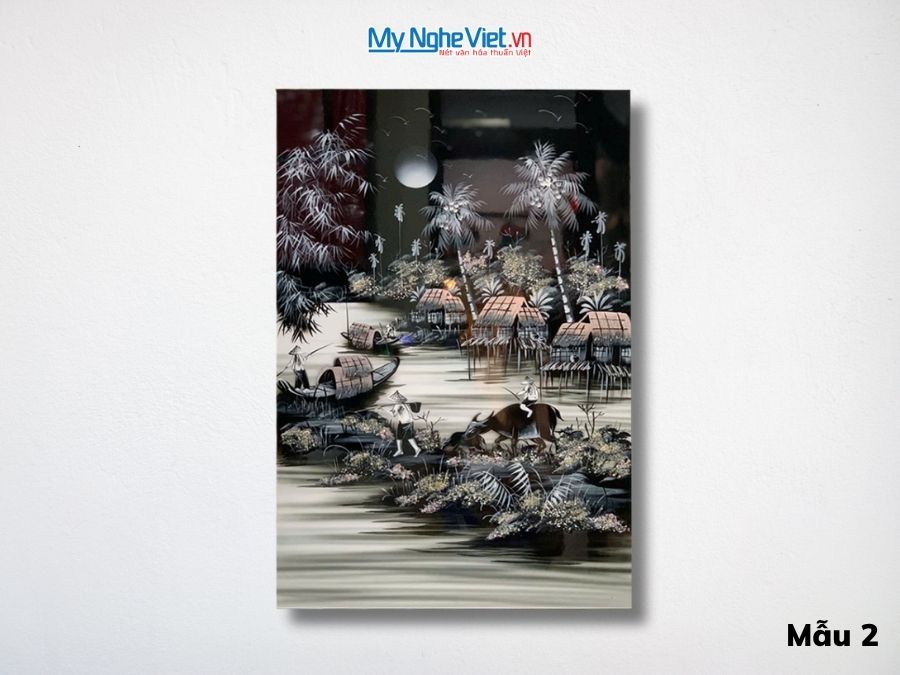 Tranh Sơn Mài Đồng Quê Trắng Đen 40x60cm Nhiều Mẫu MNV-TSM46.1