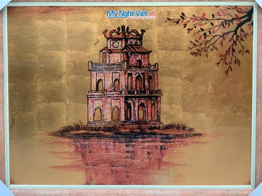 Tranh Sơn Mài Hồ Gươm Dát Vàng 35x45cm TSM3545-1.9/2