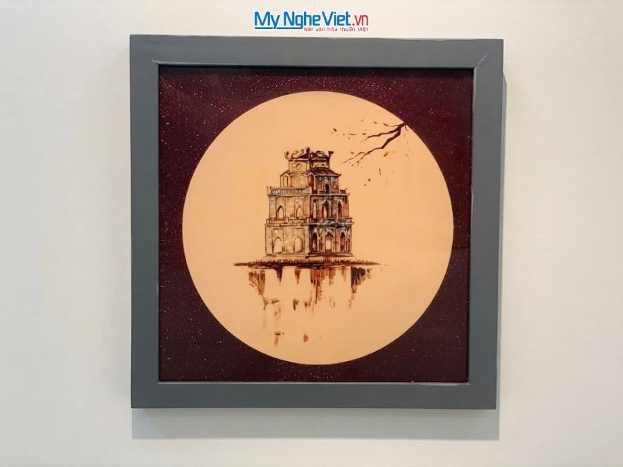 Tranh sơn mài Hồ Gươm 35x35cm TBL016