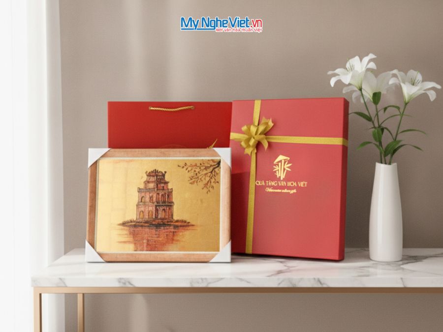 Tranh Sơn Mài Hồ Gươm Dát Vàng 35x45cm TSM3545-1.9/2