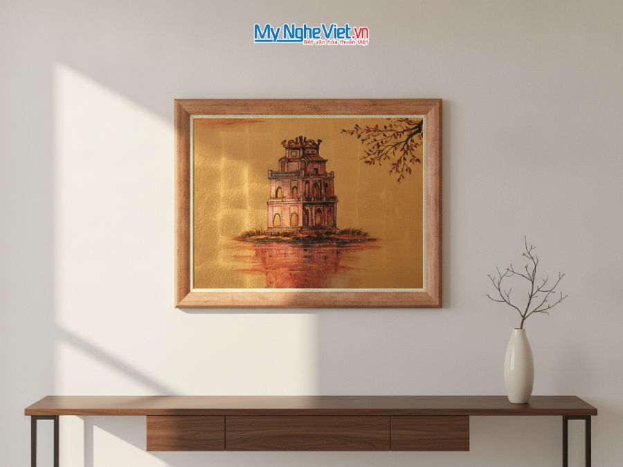 Tranh Sơn Mài Hồ Gươm Dát Vàng 35x45cm TSM3545-1.9/2