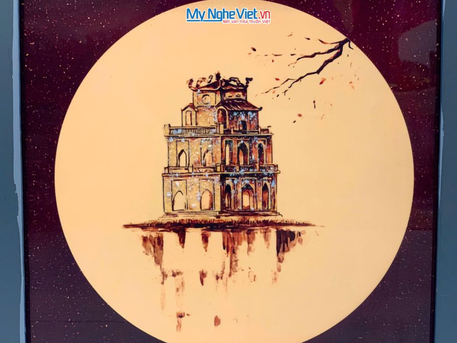 Tranh sơn mài Hồ Gươm 35x35cm TBL016