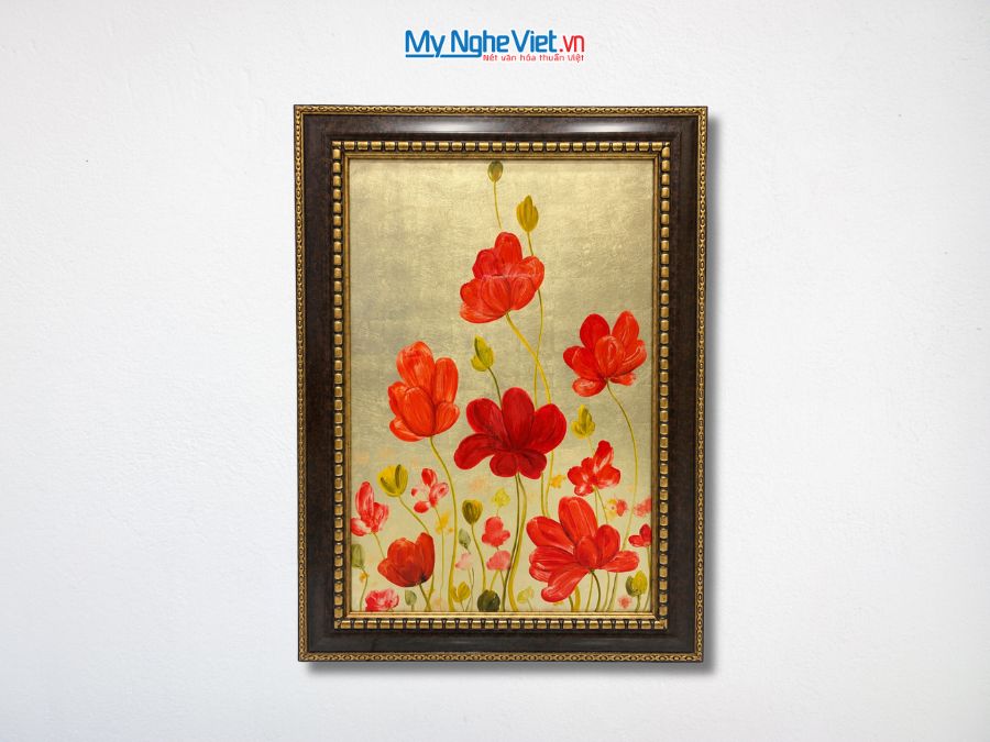 Tranh Sơn Mài Hoa Anh Túc Dát Vàng 54x74cm TSM571-1.19