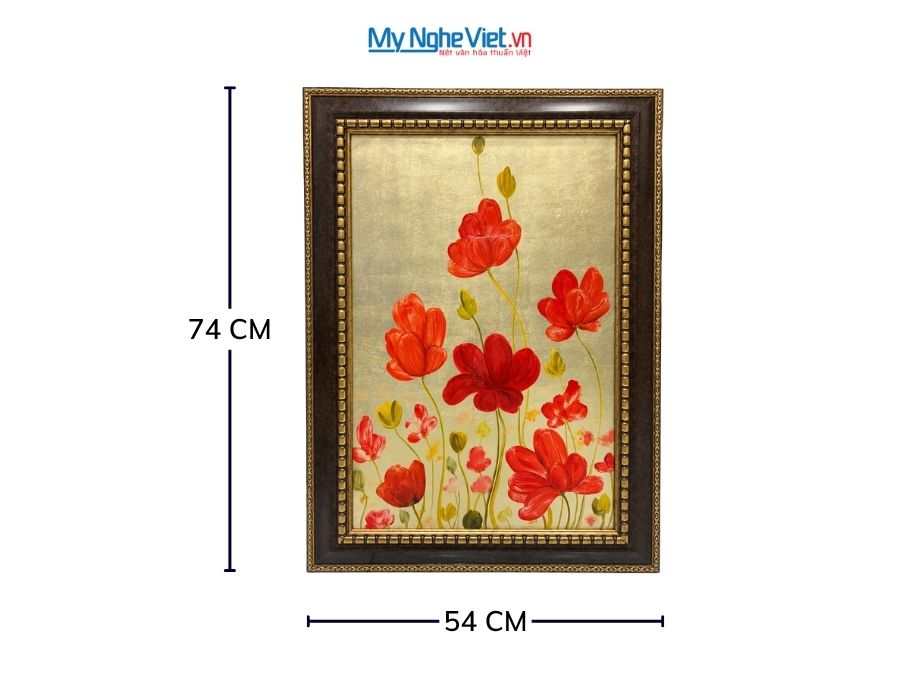 Tranh Sơn Mài Hoa Anh Túc Dát Vàng 54x74cm TSM571-1.19