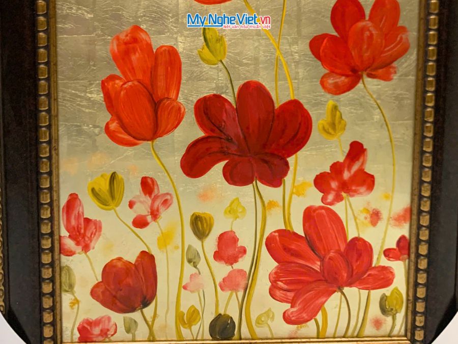 Tranh Sơn Mài Hoa Anh Túc Dát Vàng 54x74cm TSM571-1.19