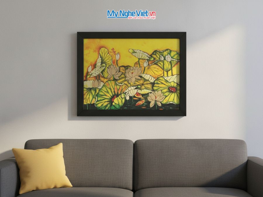 Tranh Sơn Mài Hoa Sen Vẽ Tay 35x45cm TBL34/17K3-11