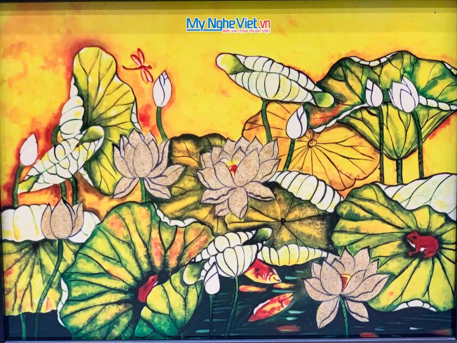 Tranh Sơn Mài Hoa Sen Vẽ Tay 35x45cm TBL34/17K3-11