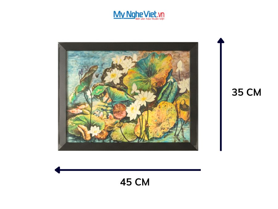 Tranh Sơn Mài Hoa Sen Vẽ Tay 35x45cm TBL34/17K3-1