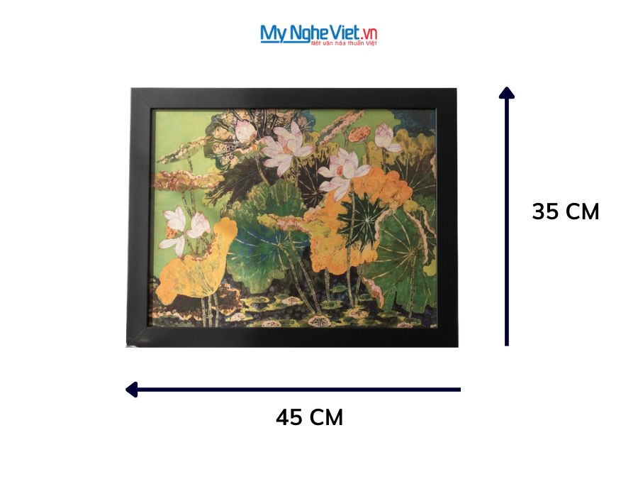 Tranh Sơn Mài Hoa Sen Vẽ Tay 35x45cm TSM3545-1.11