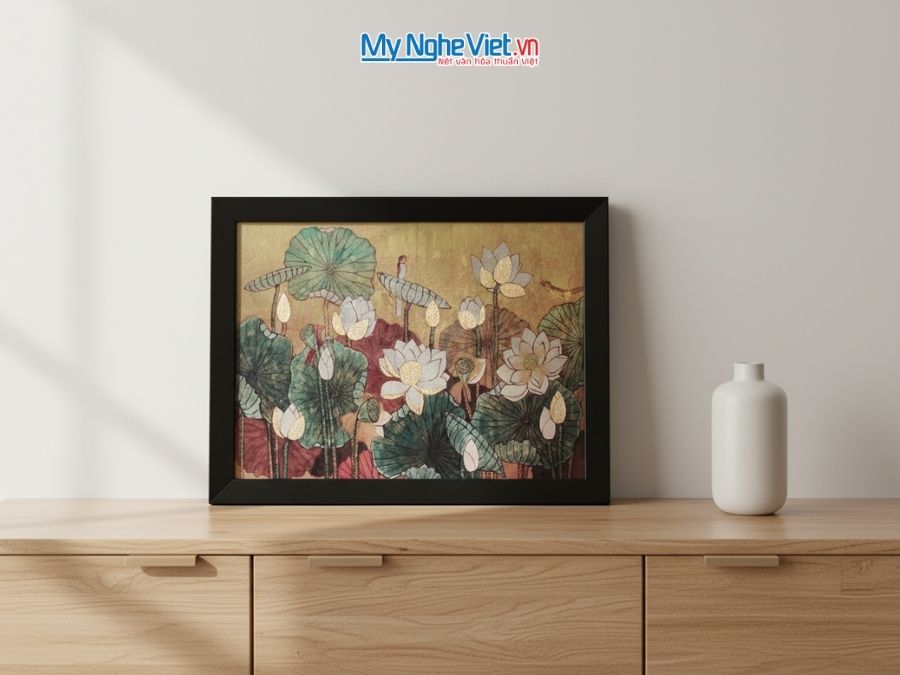 Tranh Sơn Mài Hoa Sen 35x45cm TBL34/17K3-14
