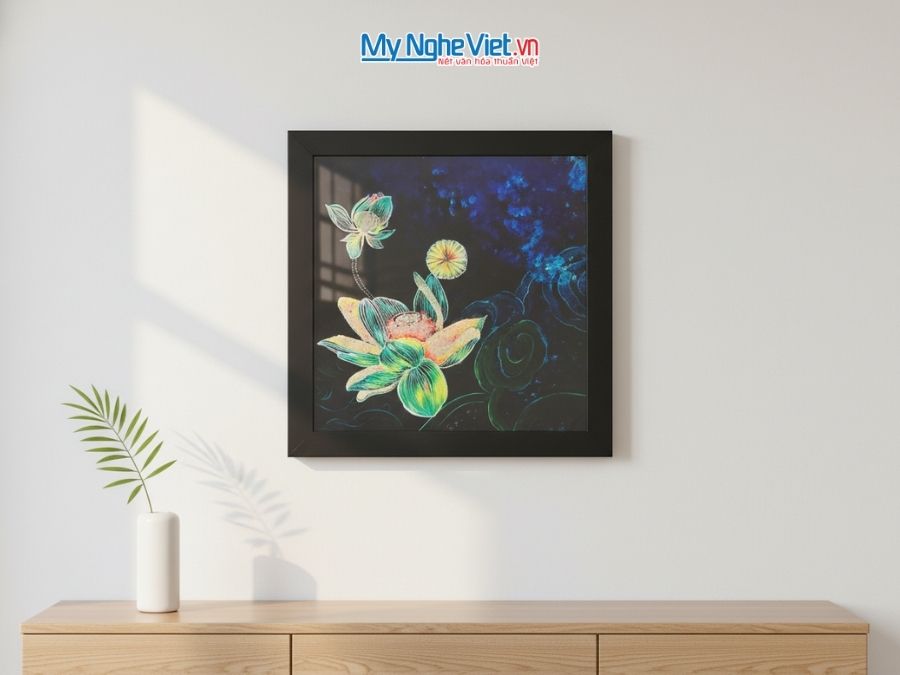 Tranh Sơn Mài Hoa Sen Cao Cấp 35x35cm MNV-TSM3535/2