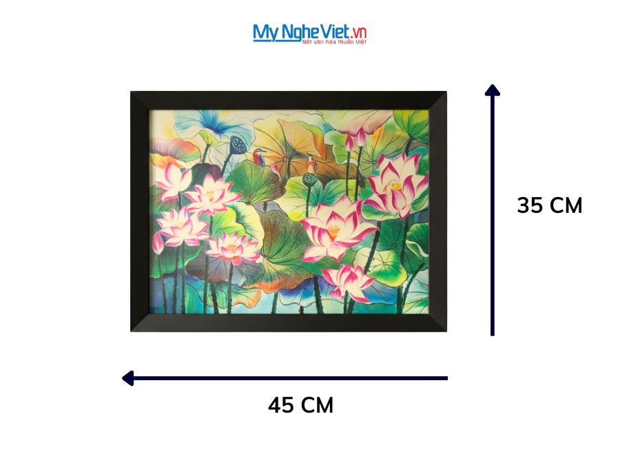 Tranh Sơn Mài Hoa Sen Vẽ Tay 35x45cm TSM3545-1.10