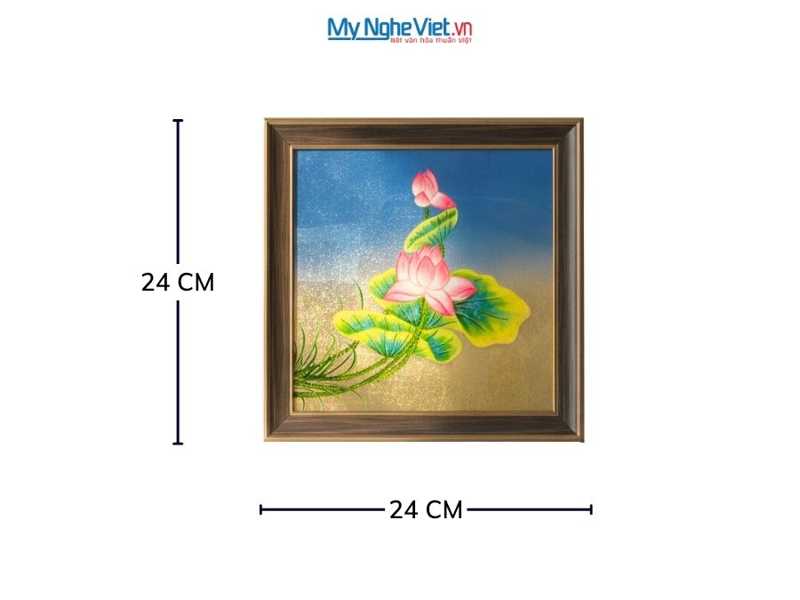 Tranh Sơn Mài Hoa Sen Cao Cấp 24x24cm TSMDH2424-1