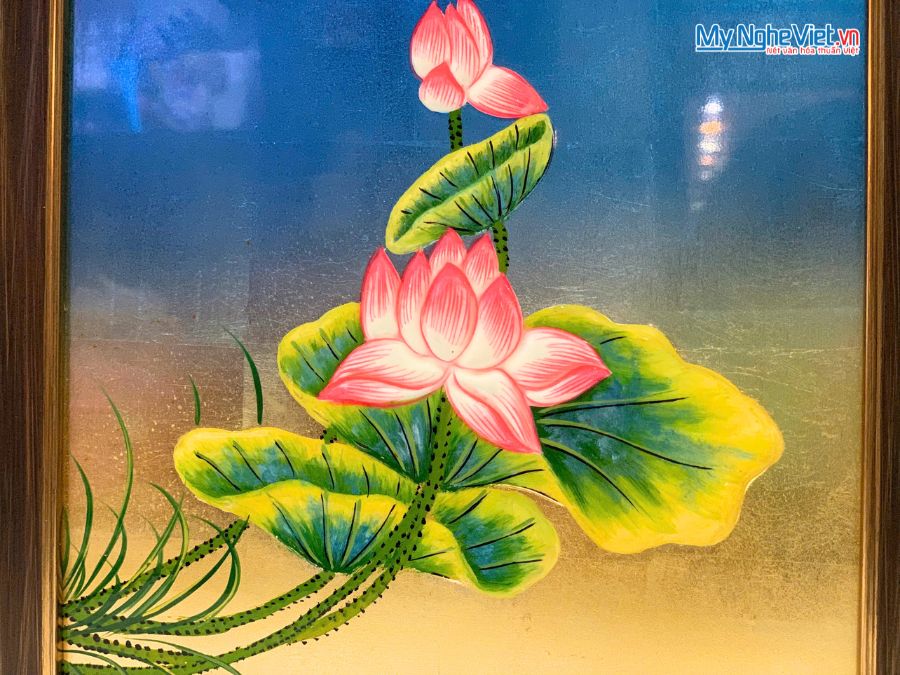 Tranh Sơn Mài Hoa Sen Cao Cấp 24x24cm TSMDH2424-1