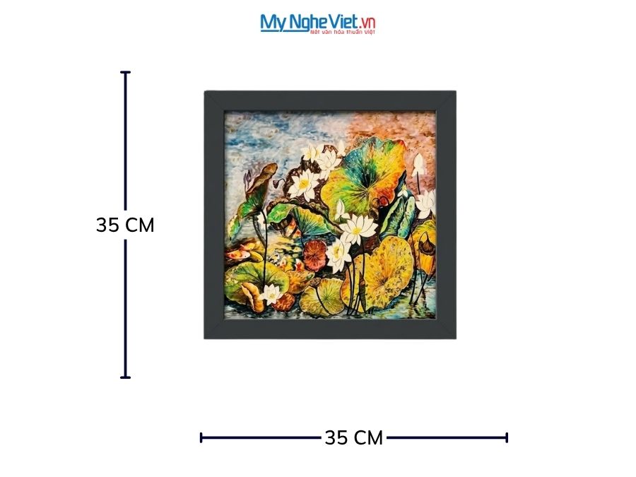Tranh Sơn Mài Hoa Sen Đa Sắc Vẽ Tay 35x35cm MNV-TSM3535/14
