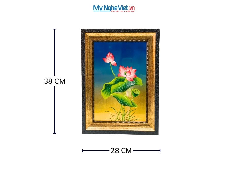 Tranh Sơn Mài Hoa Sen Đắp Nổi Cao Cấp 28x38cm TSMDH2838-2.4