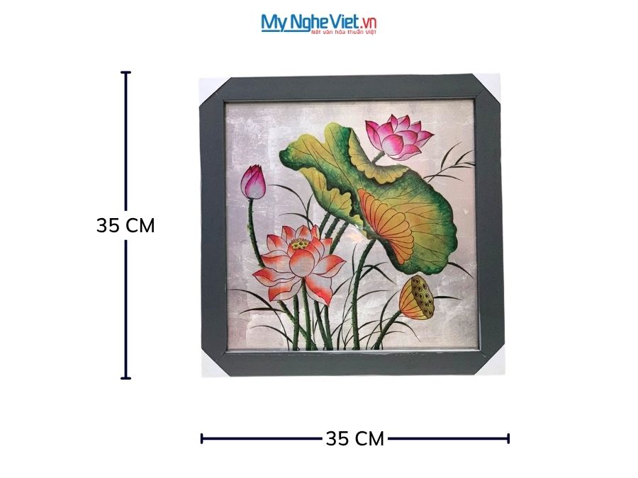Tranh Sơn Mài Hoa Sen Dát Bạc 35x35cm TSMTBL35