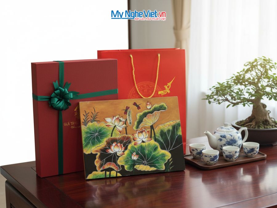 Tranh Sơn Mài Hoa Sen 30x40cm MNV-TBL34/13