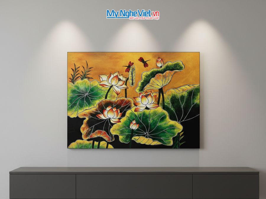 Tranh Sơn Mài Hoa Sen 30x40cm MNV-TBL34/13