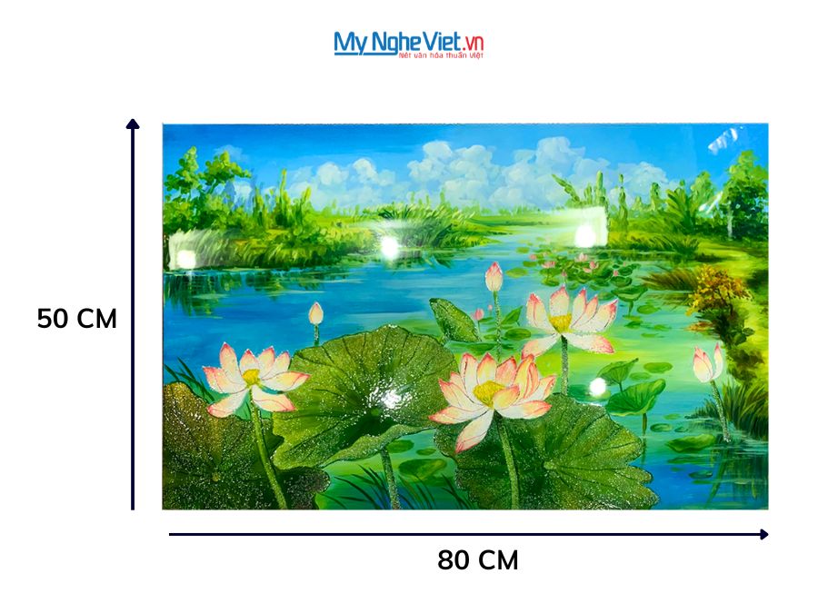 Tranh Sơn Mài Hoa Sen Vẽ Tay Cao Cấp 50x80cm MNV-TSMTK58-3